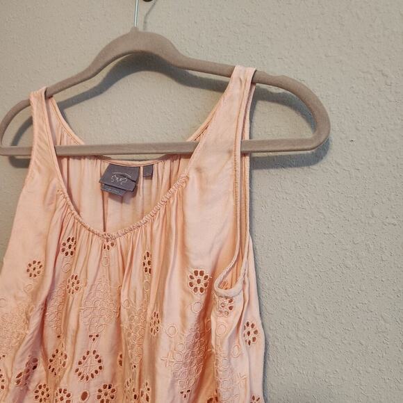 Anthropologie Sadie Peach Eyelet Swing Top Size 0 - Picture 4 of 11